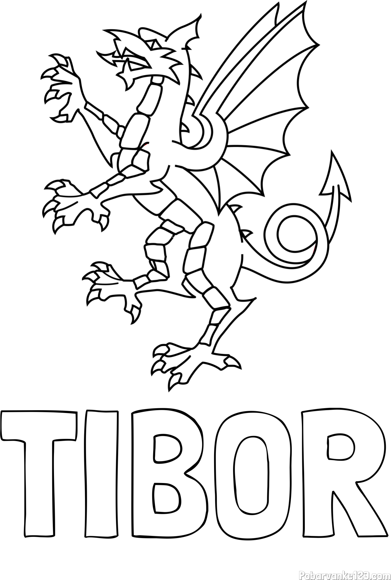 Pobarvanka imena TIBOR in pobarvanka zmaja