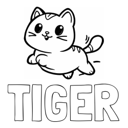 Online izdelana pobarvanka - Pobarvanka imena TIGER in pobarvanka prikupne mačke med tekom