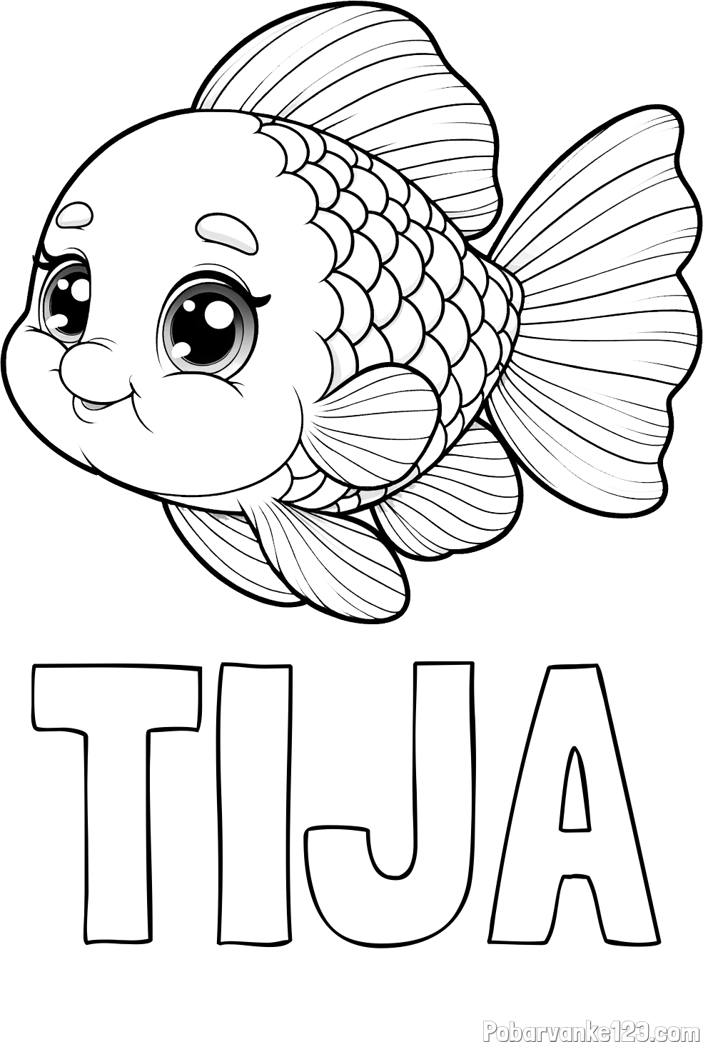 Pobarvanka imena TIJA in ljubka pobarvanka starejše ribe