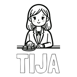 Pobarvanka imena TIJA in pobarvanka bančne uslužbenke