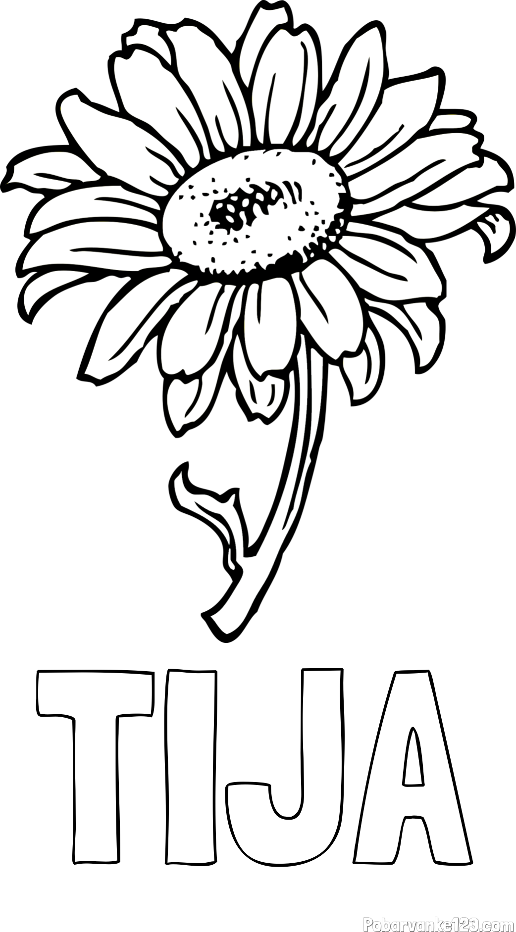 Pobarvanka imena TIJA in pobarvanka lepe sončnice