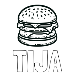 Pobarvanka imena TIJA in preprosta pobarvanka hamburgerja