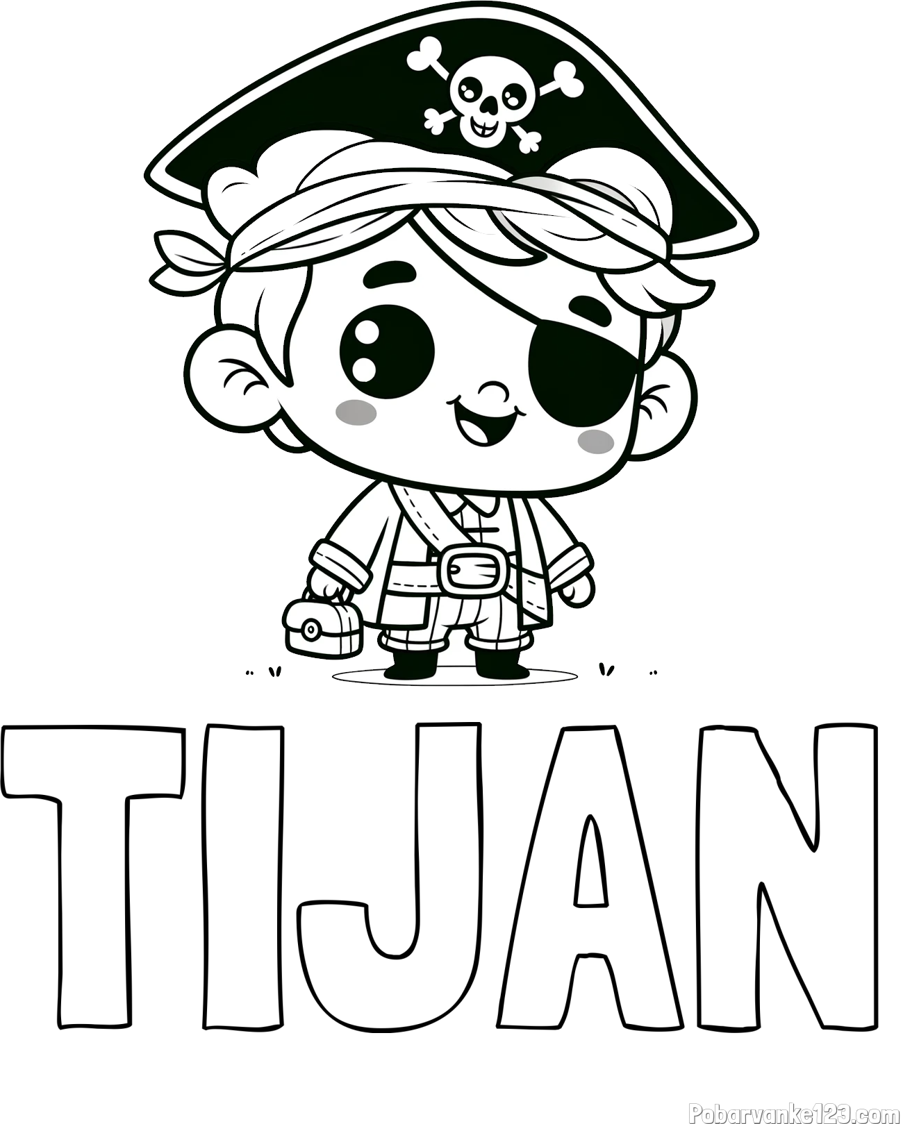 Pobarvanka imena TIJAN in pobarvanka nasmejanega gusarja