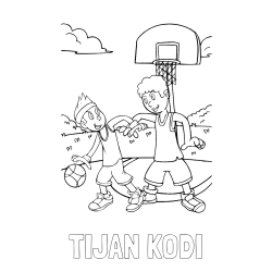 Online izdelana pobarvanka - Pobarvanka imena TIJAN KODI in pobarvanka košarkarjev pri igri