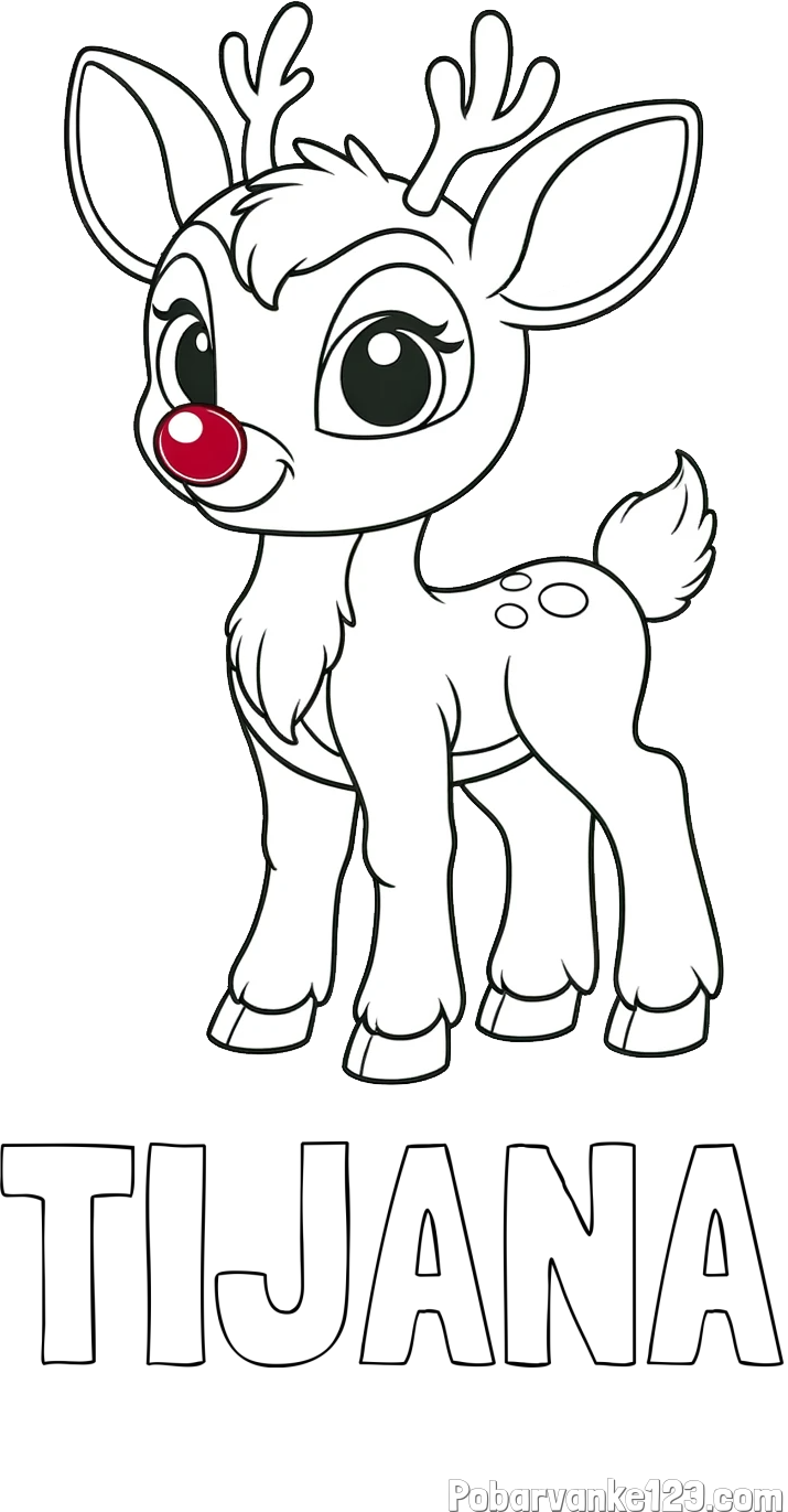 Pobarvanka imena TIJANA in pobarvanka nasmejanega jelenčka Rudolfa