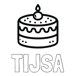 Online izdelana pobarvanka - Pobarvanka imena TIJSA in otroška pobarvanka majhne torte