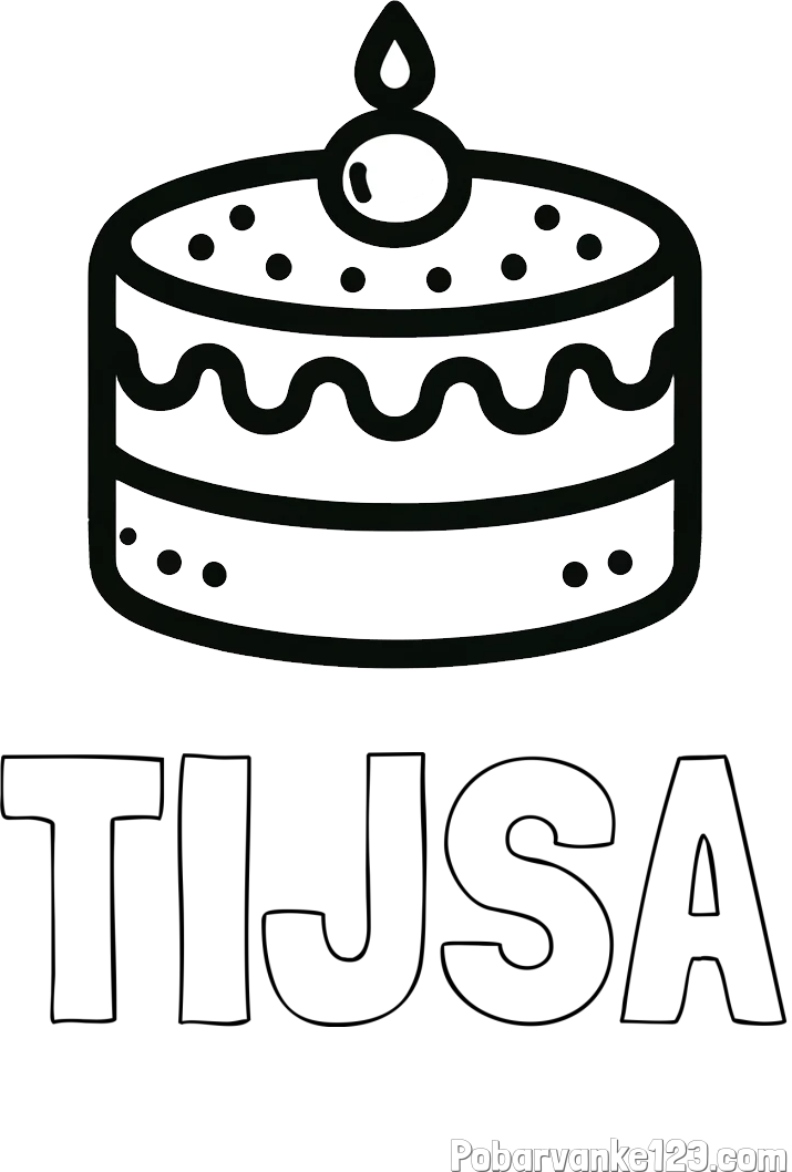 Pobarvanka imena TIJSA in otroška pobarvanka majhne torte