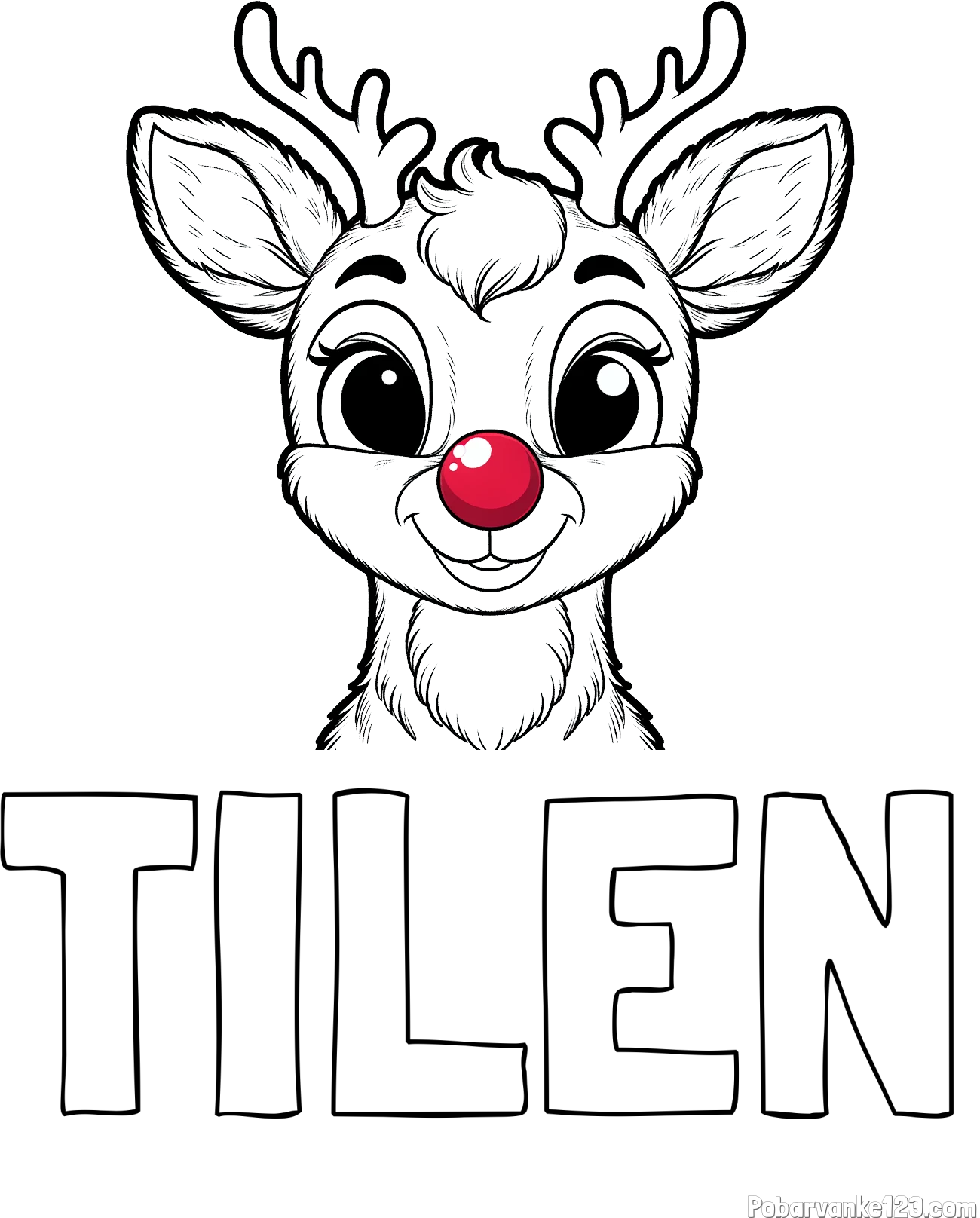 Pobarvanka imena TILEN in otroška pobarvanka simpatičnega jelenčka Rudolfa
