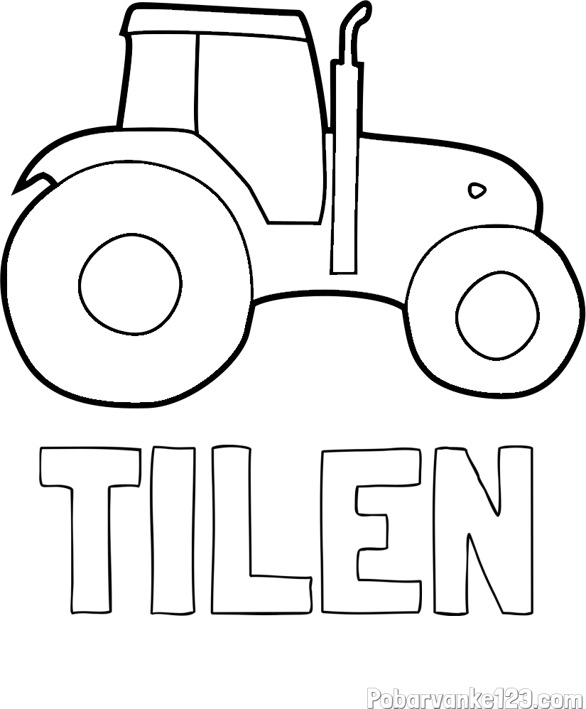 Pobarvanka imena TILEN in otroška pobarvanka traktorja