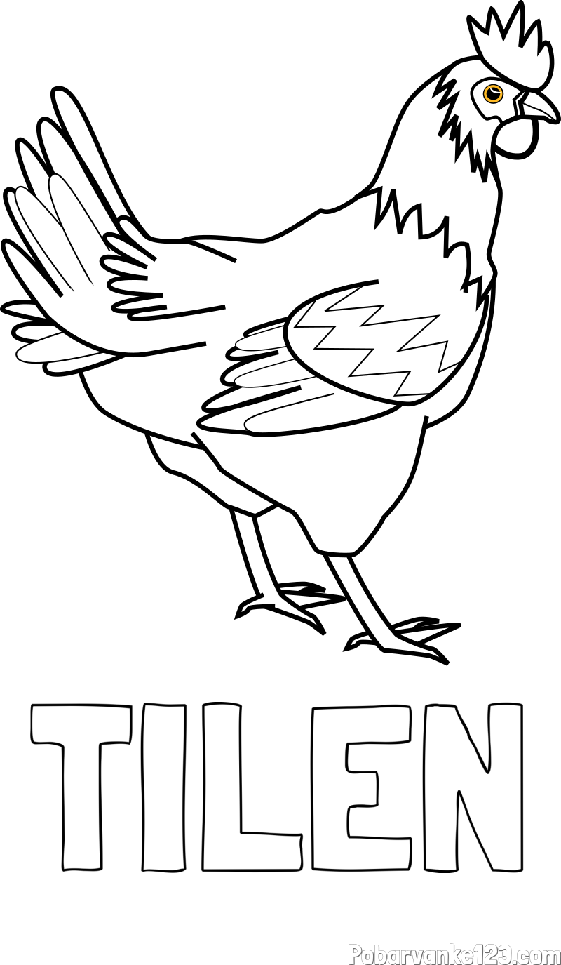 Pobarvanka imena TILEN in pobarvanka kokoške