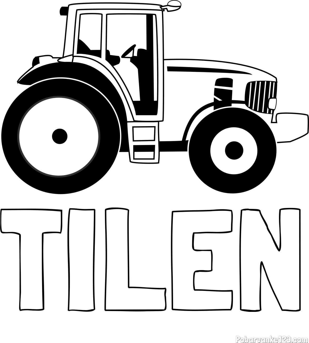 Pobarvanka imena TILEN in pobarvanka velikega in zmogljivega traktorja