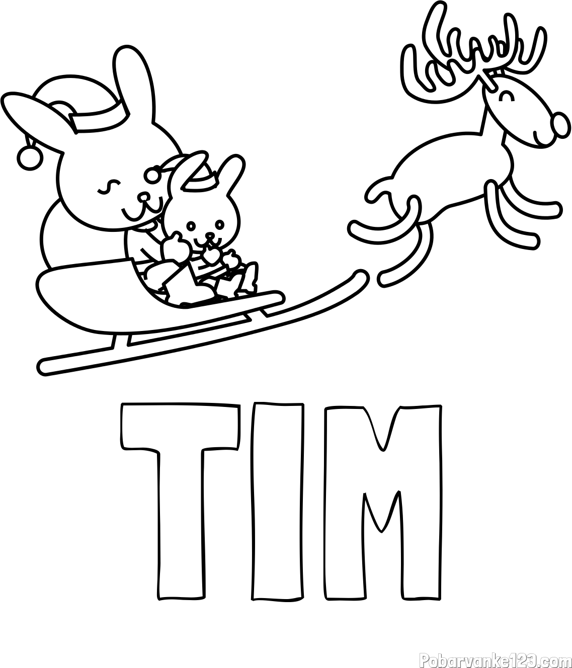 Pobarvanka imena TIM in božične sani