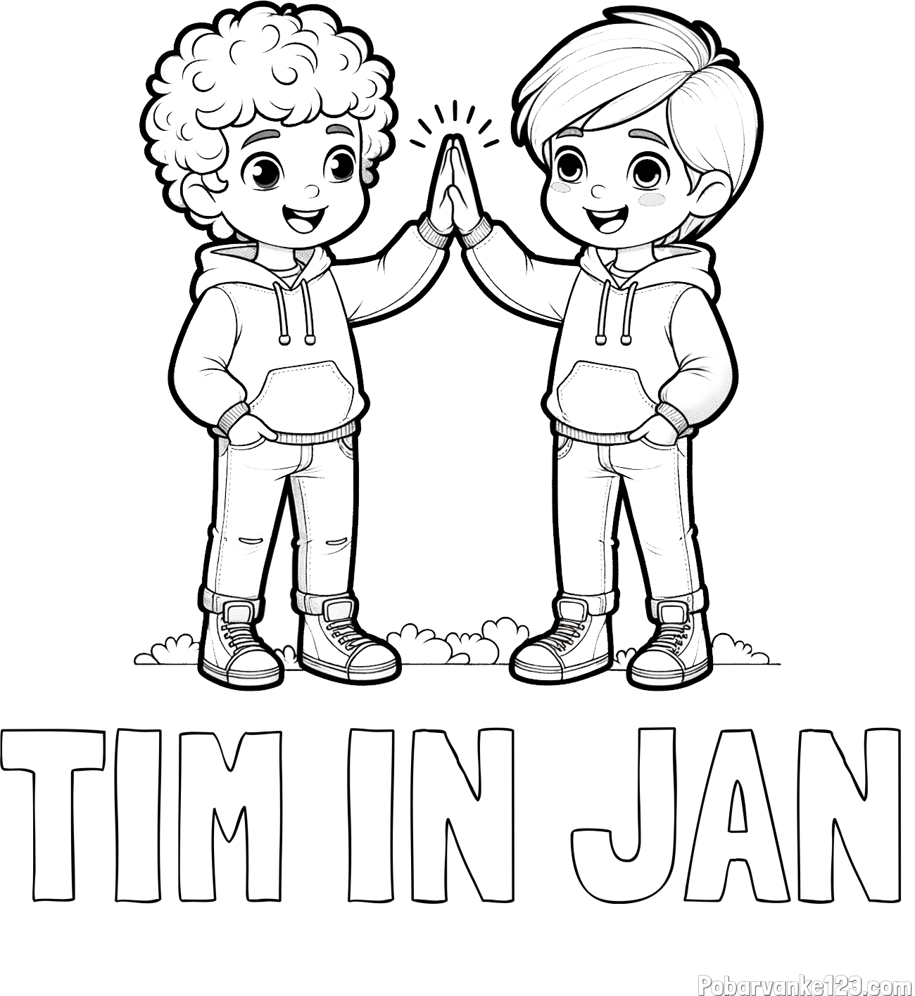 Pobarvanka imena TIM IN JAN in pobarvanka prijatlejev