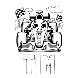 Pobarvanka imena TIM in otroška pobarvanka FORMULA 1