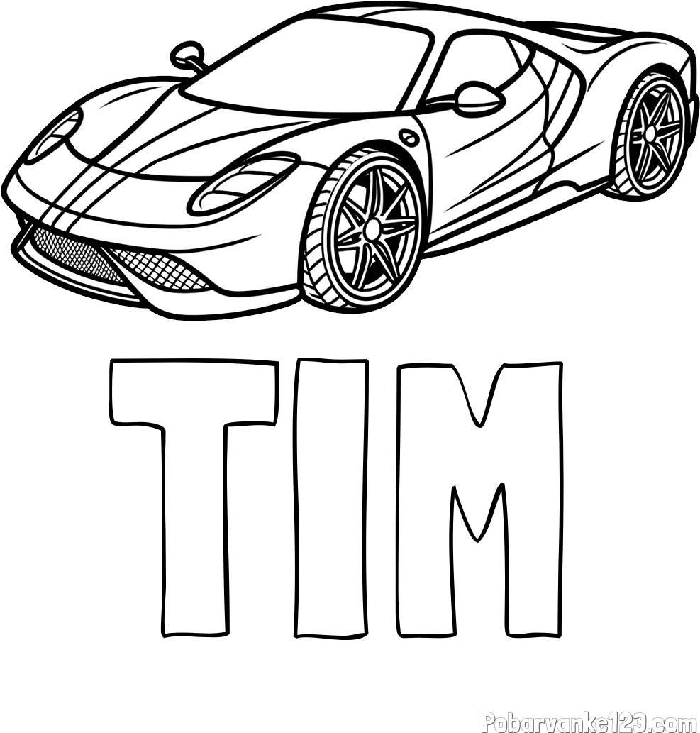 Pobarvanka imena TIM in pobarvanka dirkalnega avtomobila