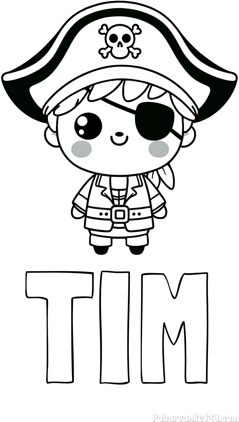 Pobarvanka imena TIM in pobarvanka ljubkega gusarja