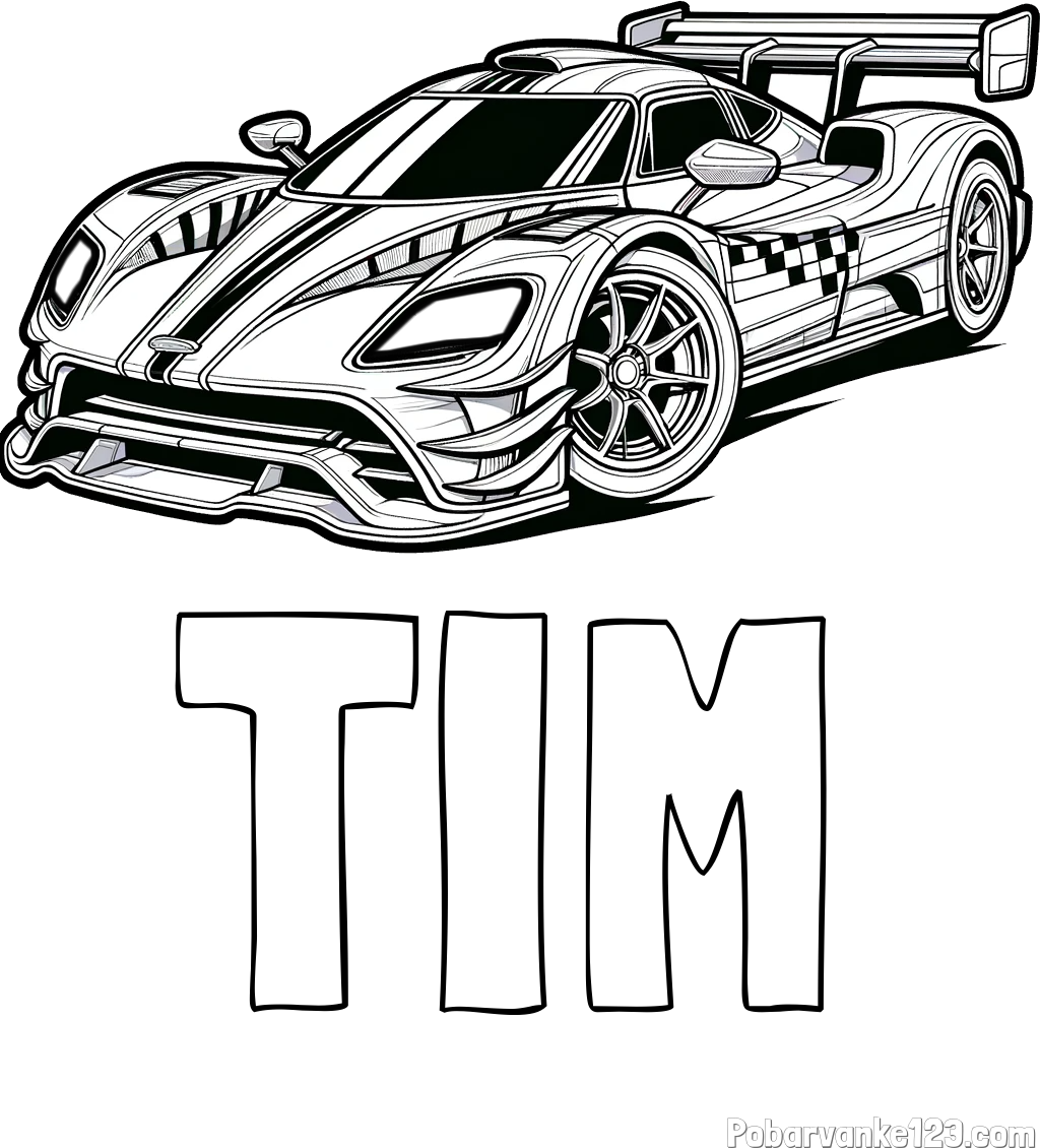 Pobarvanka imena TIM in pobarvanka modernega športnega avtomobila