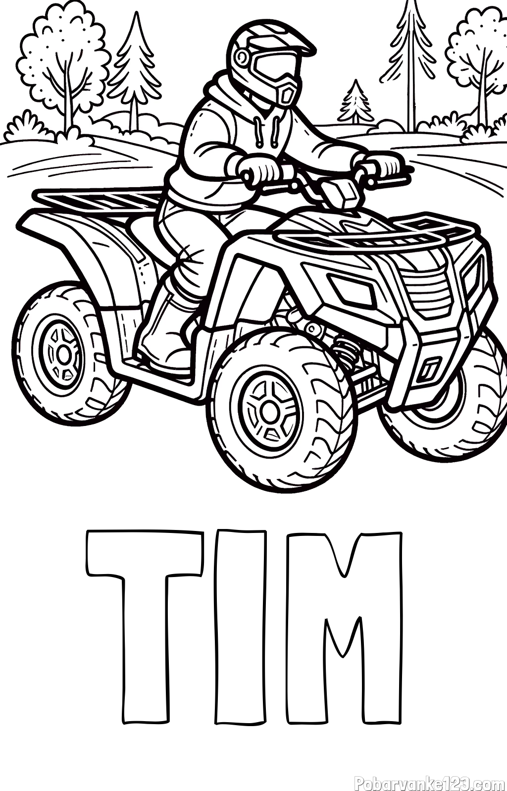 Pobarvanka imena TIM in pobarvanka motorista na štirikolesniku