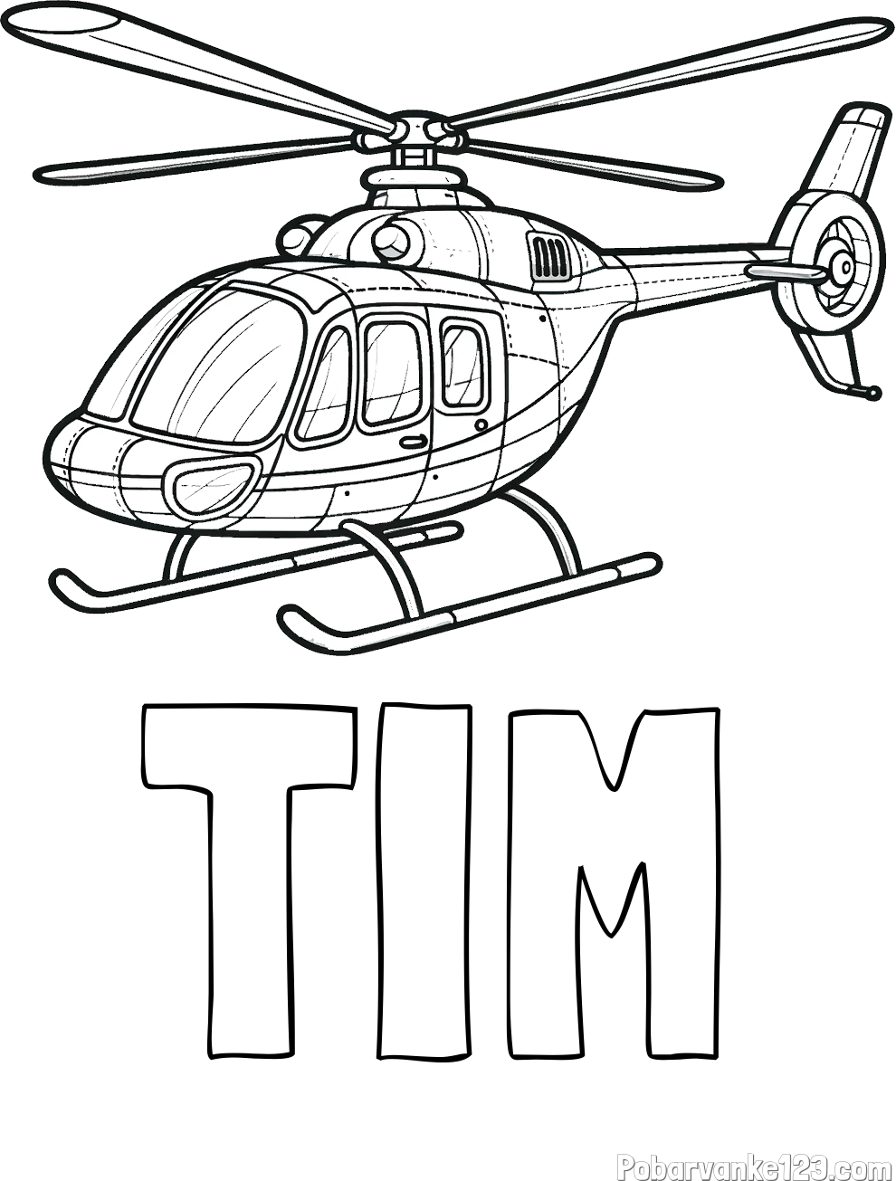 Pobarvanka imena TIM in pobarvanka sodobnega helikopterja