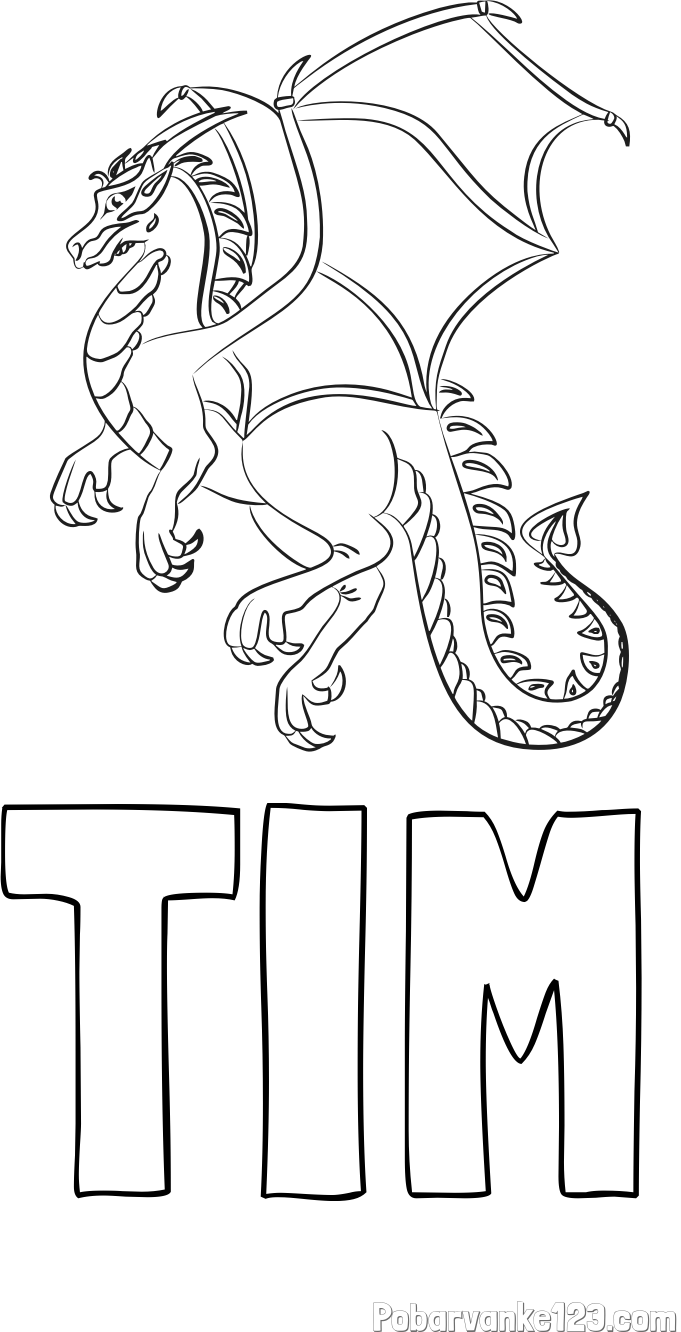 Pobarvanka imena TIM in pobarvanka strašnega zmaja