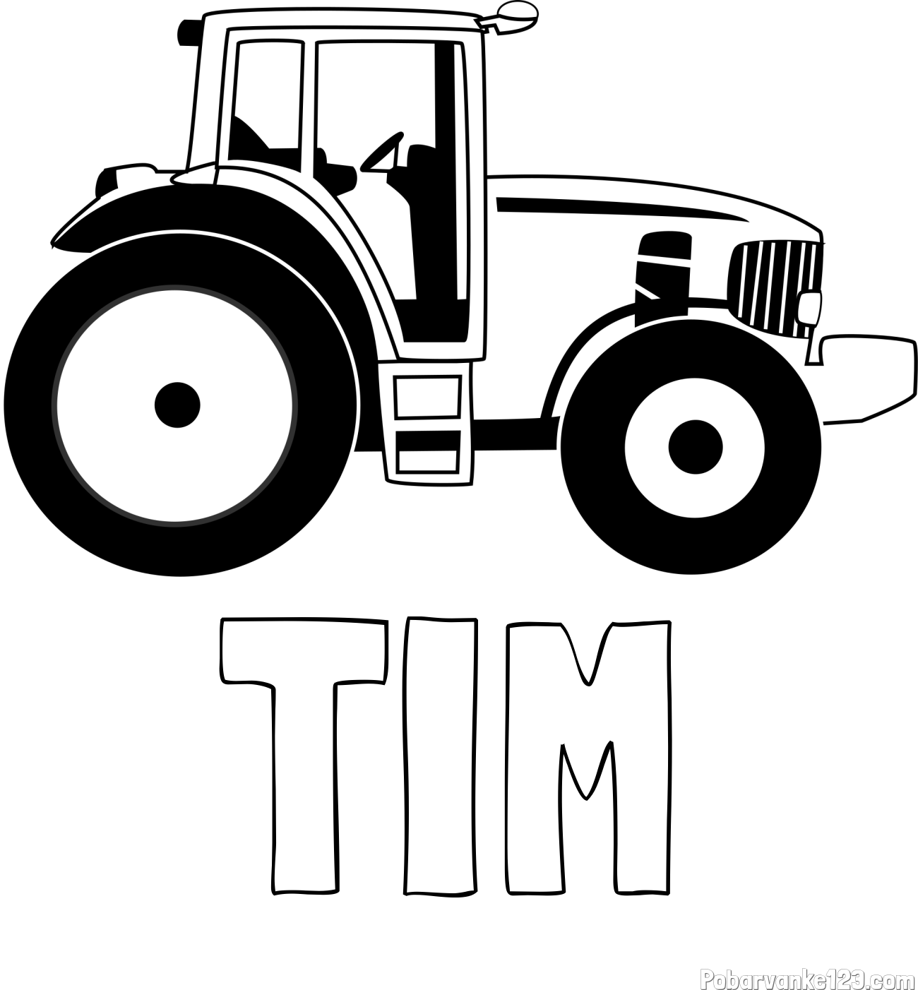 Pobarvanka imena TIM in pobarvanka velikega in zmogljivega traktorja