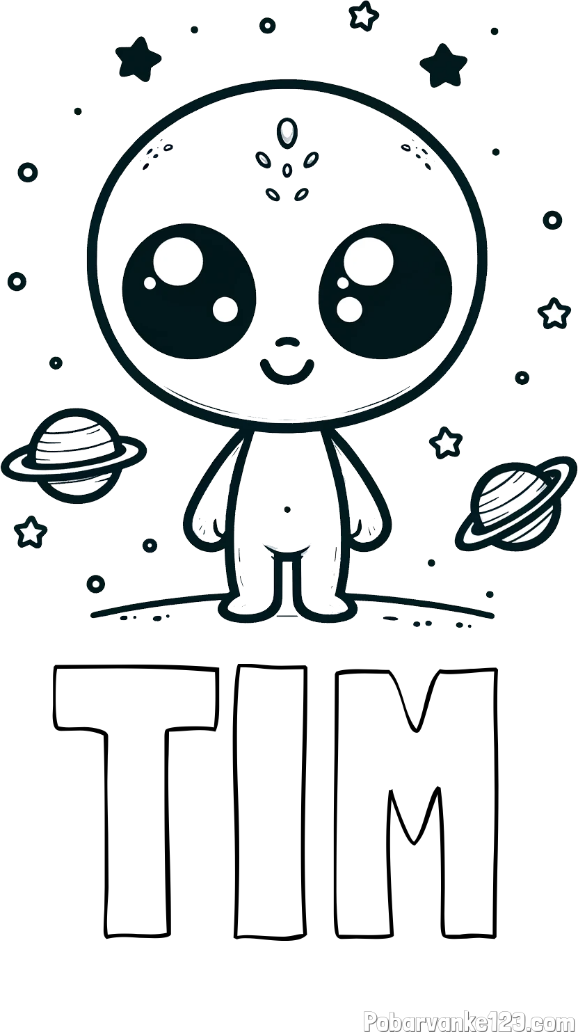 Pobarvanka imena TIM in pobarvanka vesoljec