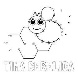 Pobarvanka imena TIMA CEBELICA in pobarvanka čebelice in satja - poveži številke