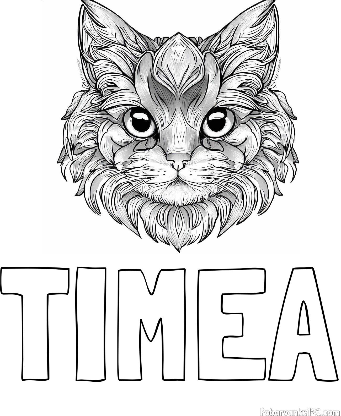 Pobarvanka imena TIMEA in pobarvanka mačke