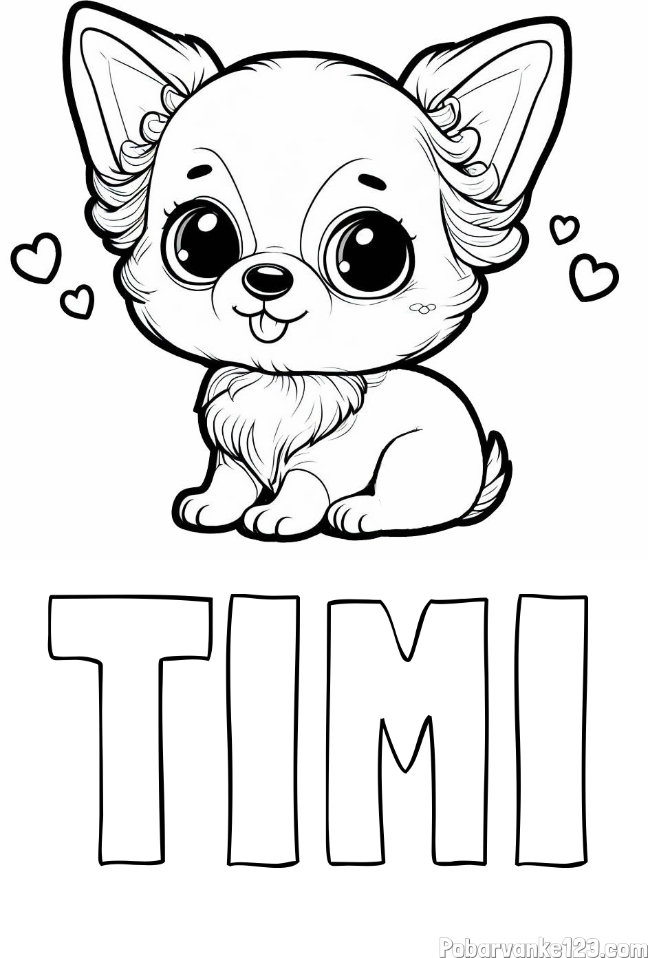 Pobarvanka imena TIMI in pobarvanka čivave