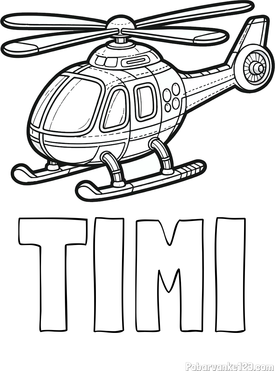 Pobarvanka imena TIMI in pobarvanka helikopterja