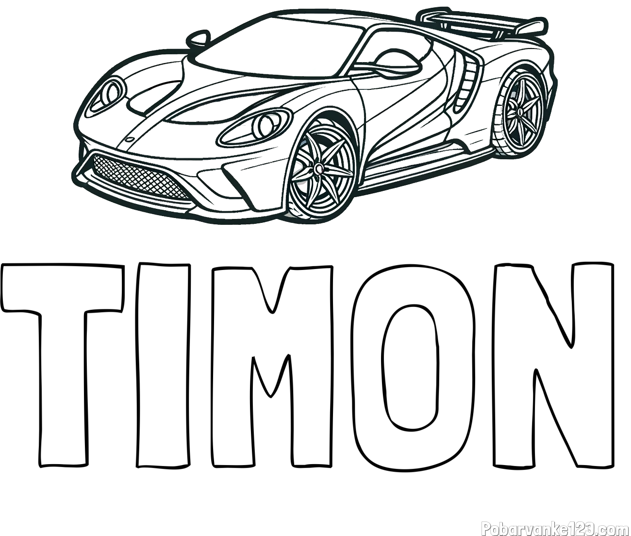 Pobarvanka imena TIMON in Športni avtomobil