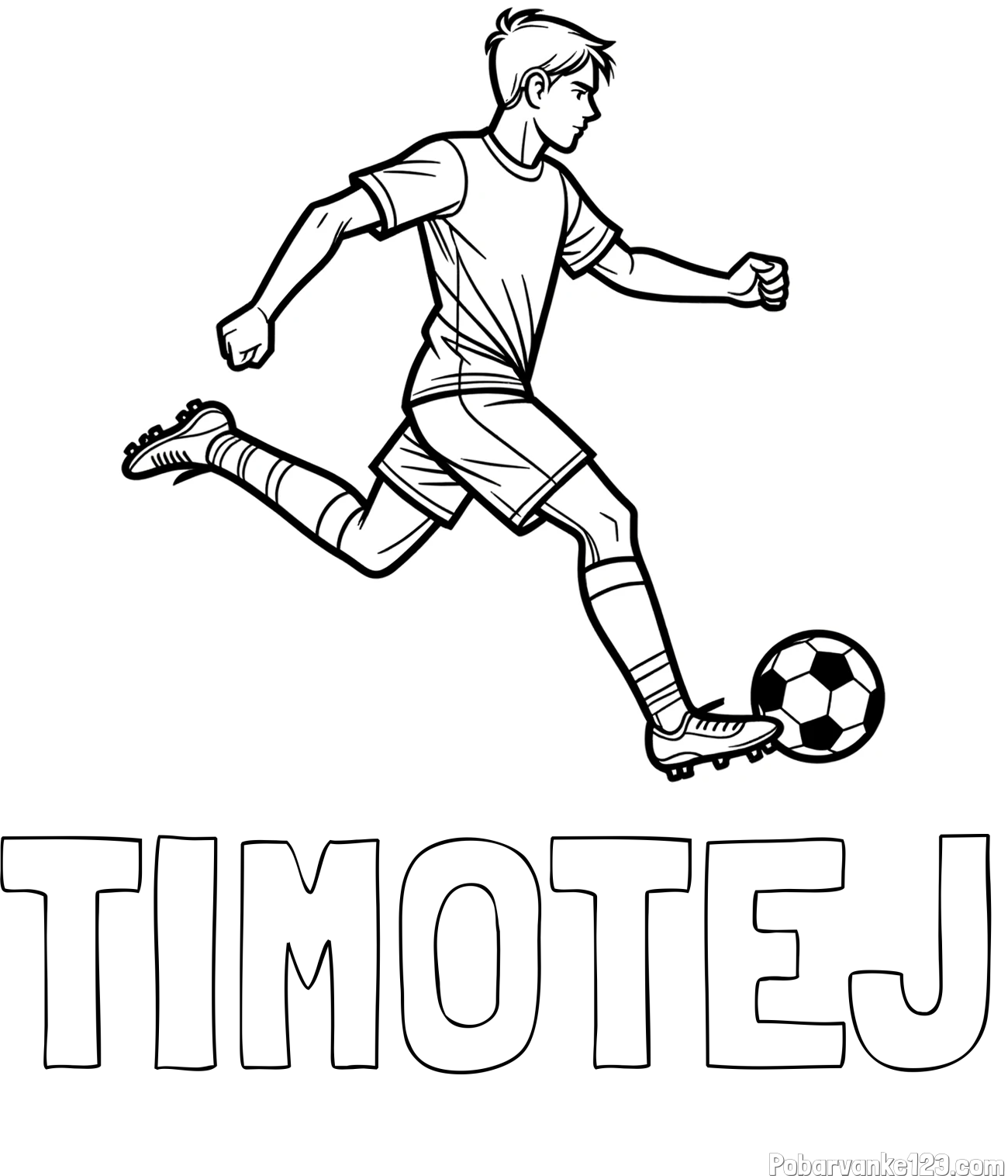 Pobarvanka imena TIMOTEJ in pobarvanka nogometaša v napadu