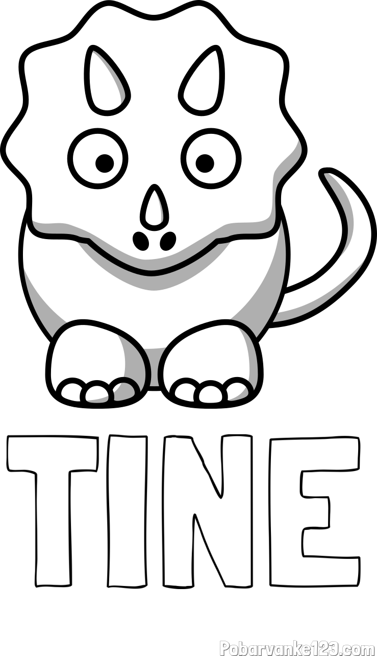 Pobarvanka imena TINE in pobarvanka dinozavra triceratops