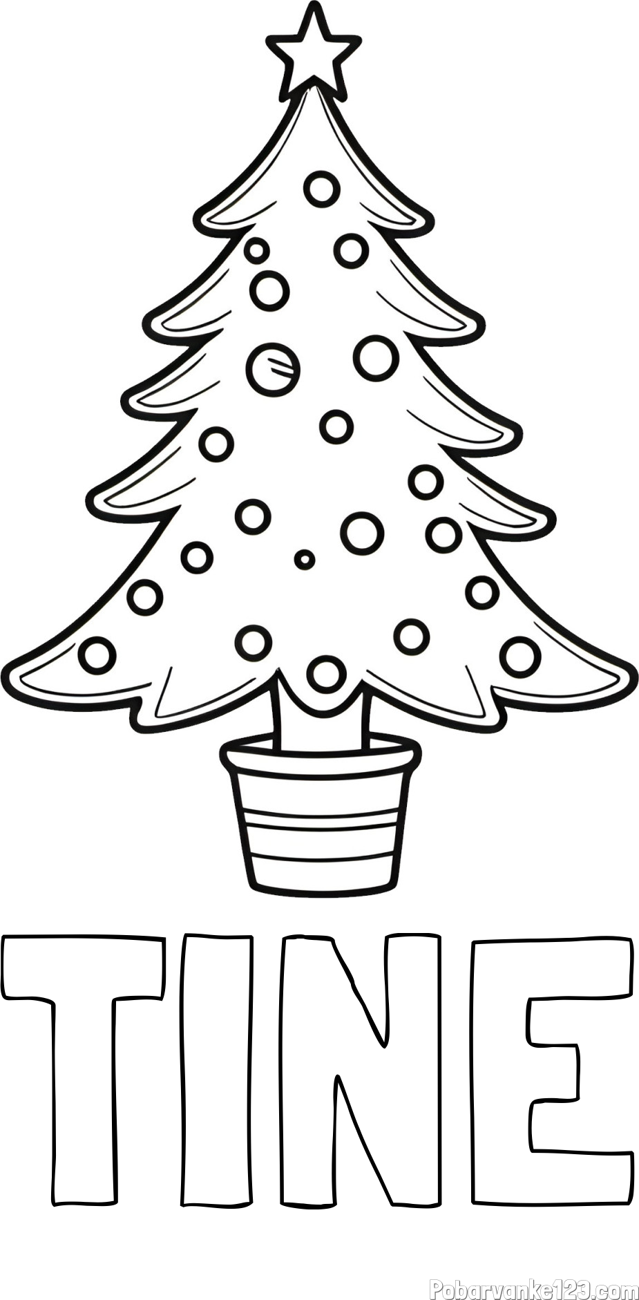 Pobarvanka imena TINE in pobarvanka lepe božične smrečice