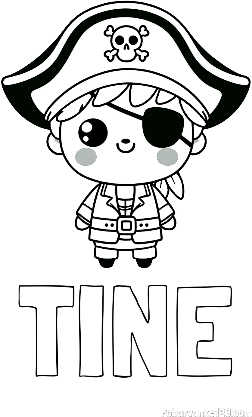 Pobarvanka imena TINE in pobarvanka ljubkega gusarja