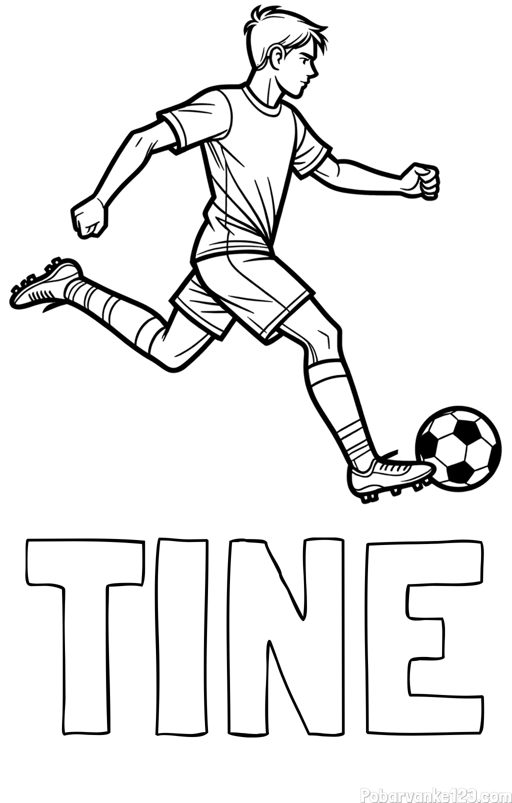 Pobarvanka imena TINE in pobarvanka nogometaša v napadu