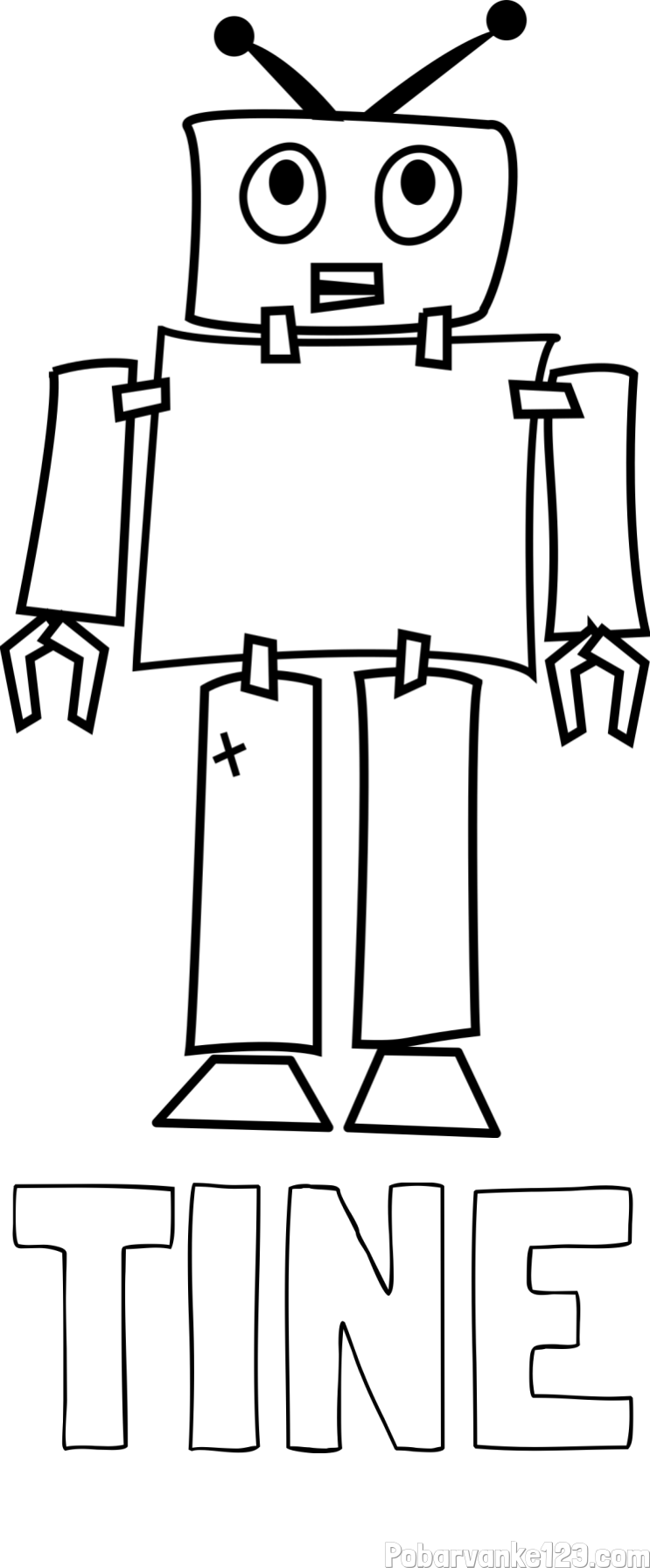 Pobarvanka imena TINE in pobarvanka robota