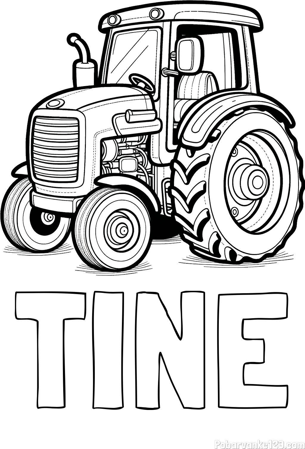 Pobarvanka imena TINE in pobarvanka starega, a lepega traktorja