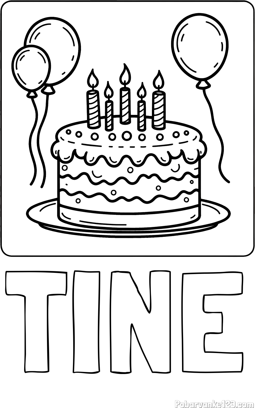 Pobarvanka imena TINE in pobarvanka torte za 5. rojstni dan