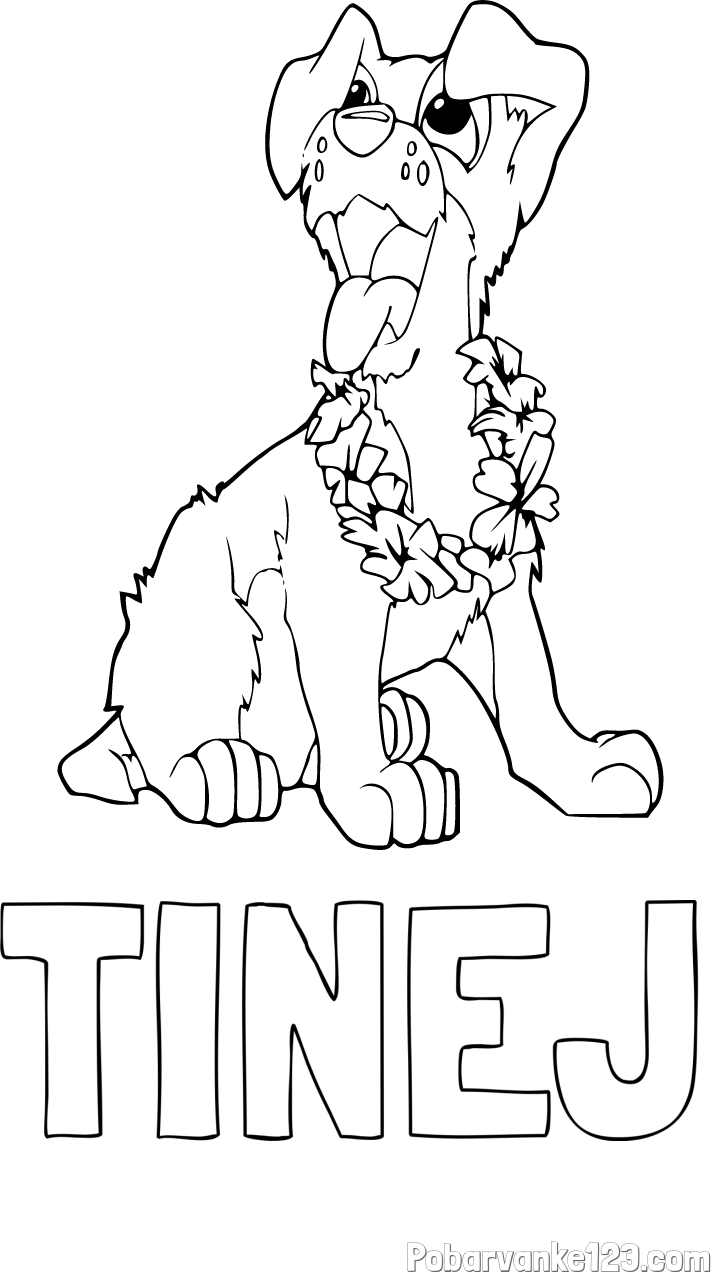 Pobarvanka imena TINEJ in pobarvanka kužka