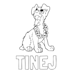 Online izdelana pobarvanka - Pobarvanka imena TINEJ in pobarvanka kužka