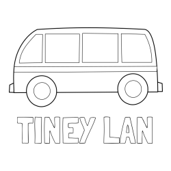 Online izdelana pobarvanka - Pobarvanka imena TINEY LAN in avtobus