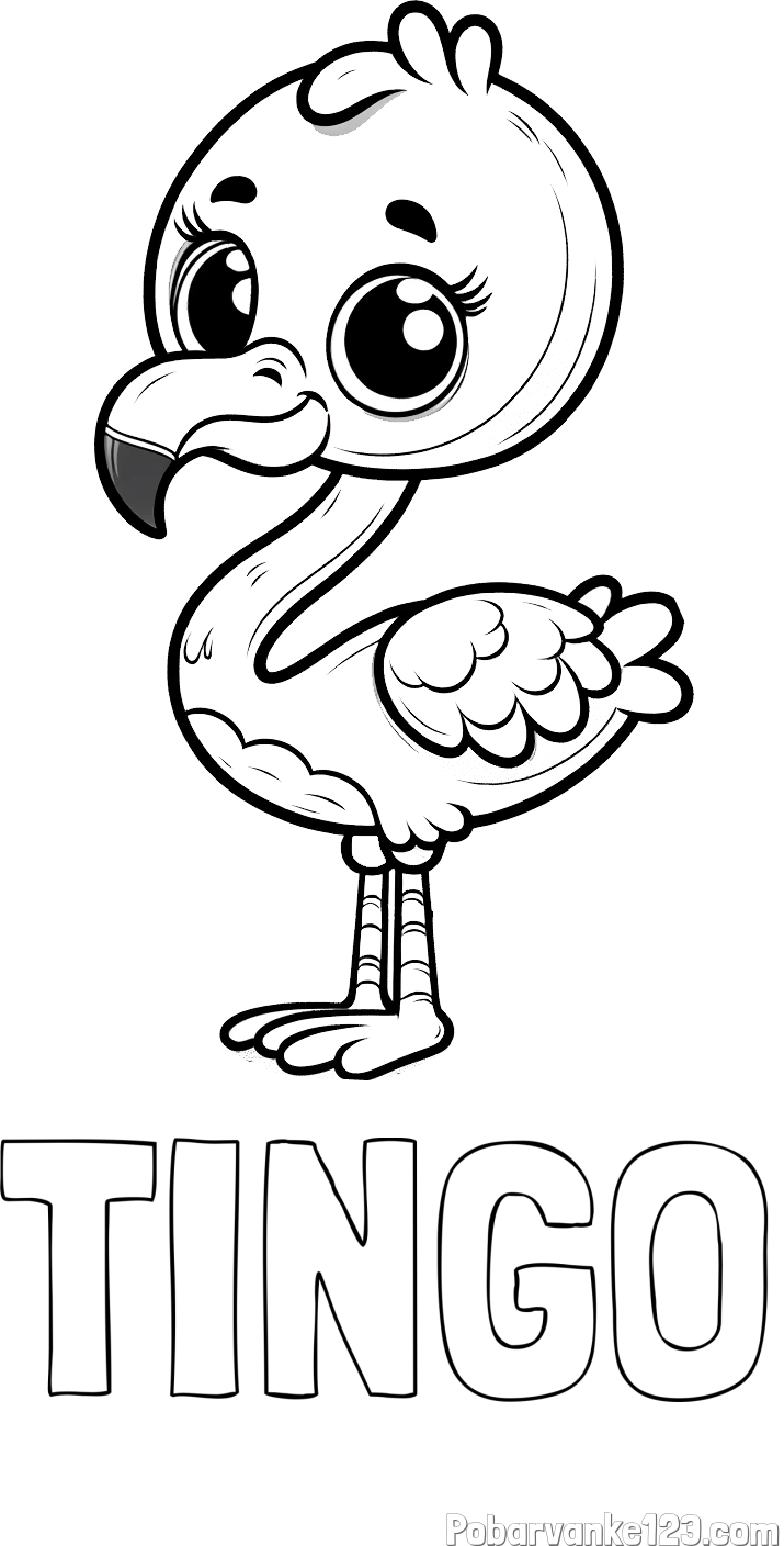 Pobarvanka imena TINGO in pobarvanka majhnega flaminga