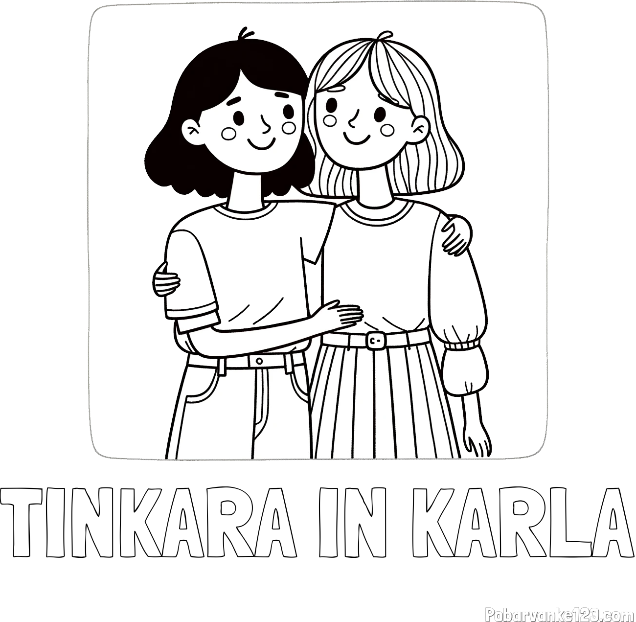 Pobarvanka imena TINKARA IN KARLA in otroška pobarvanka dveh prijateljic