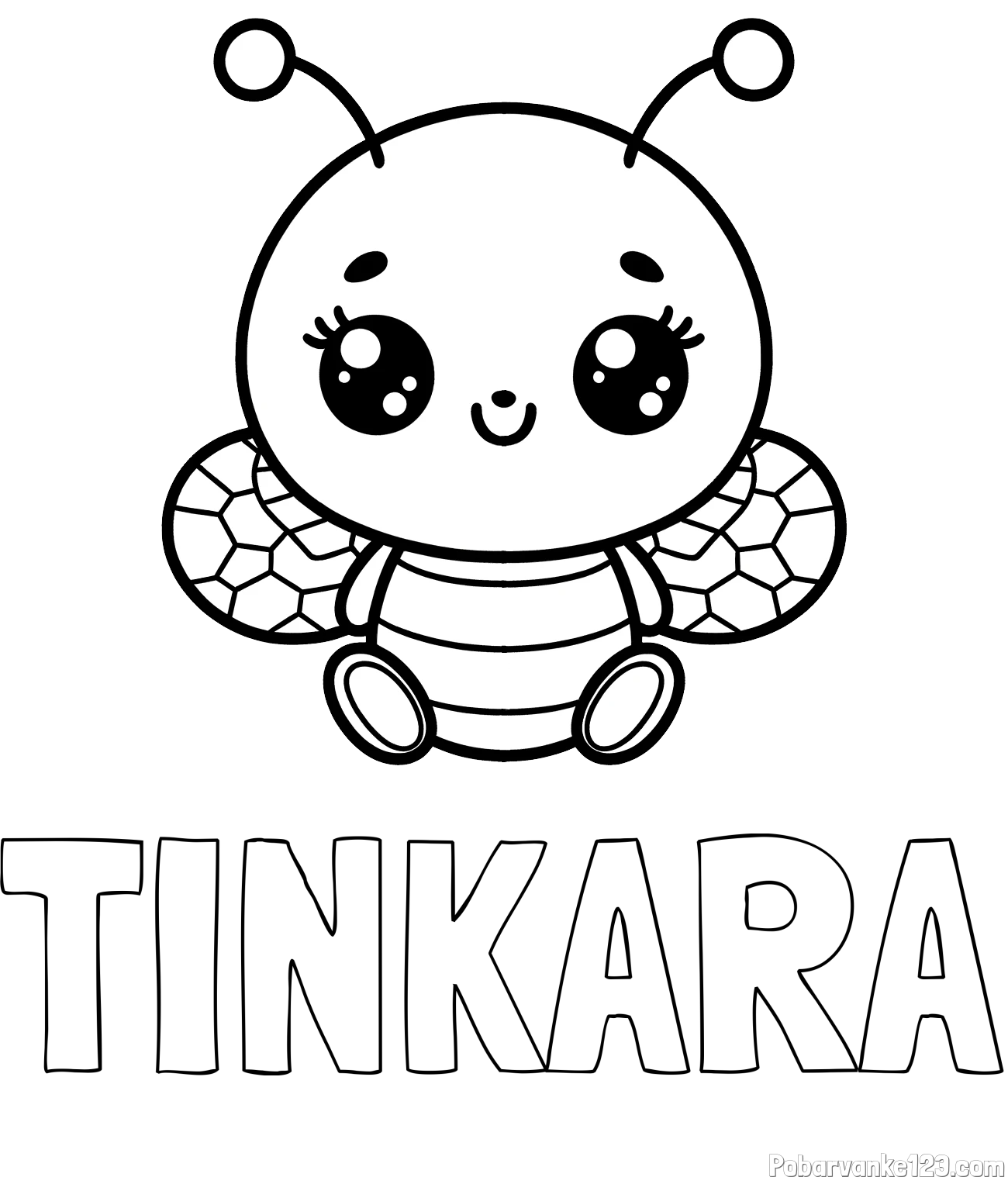 Pobarvanka imena TINKARA in otroška pobarvanka ljubke čebele