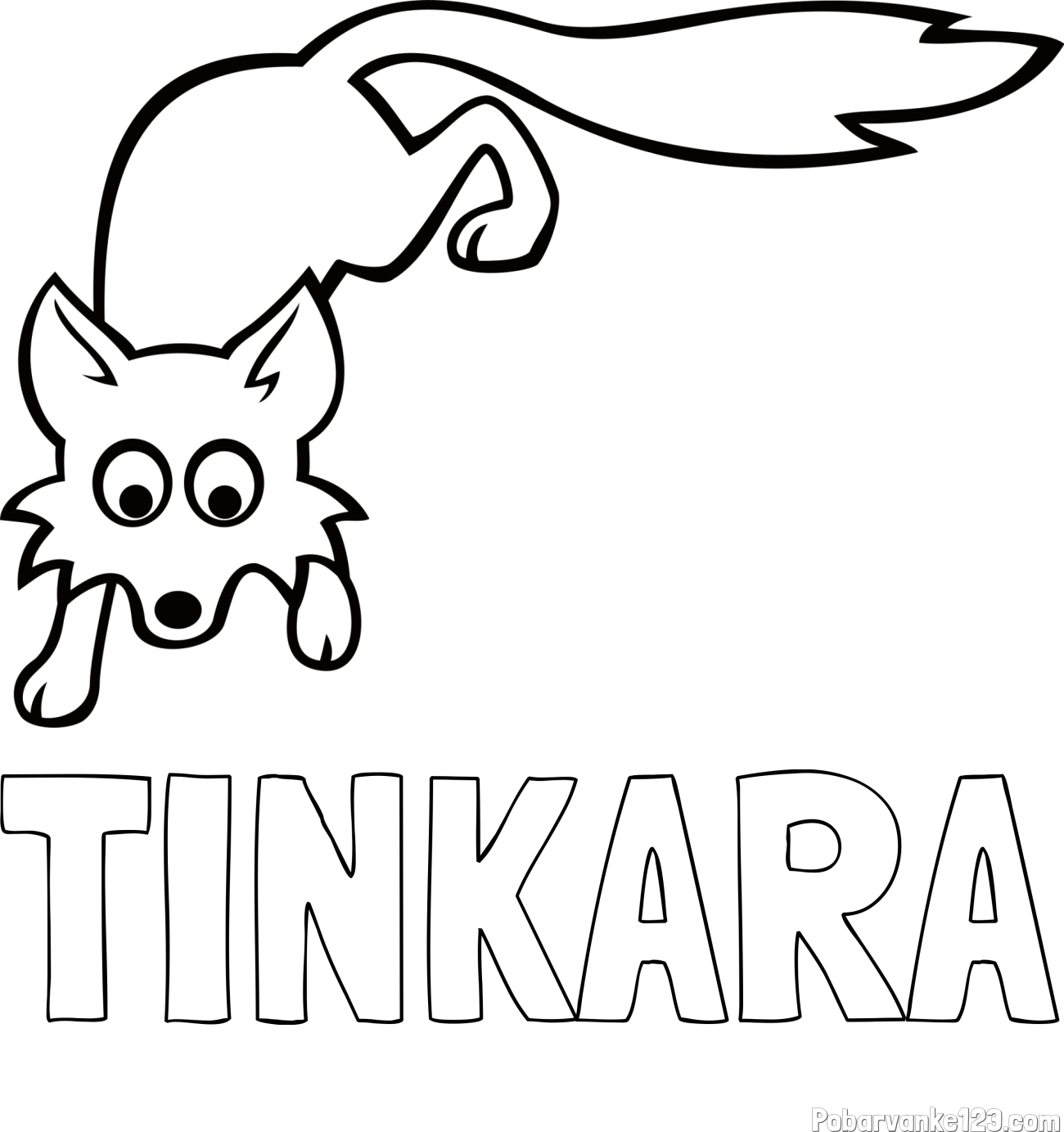 Pobarvanka imena TINKARA in otroška pobarvanka ljubke lisičke
