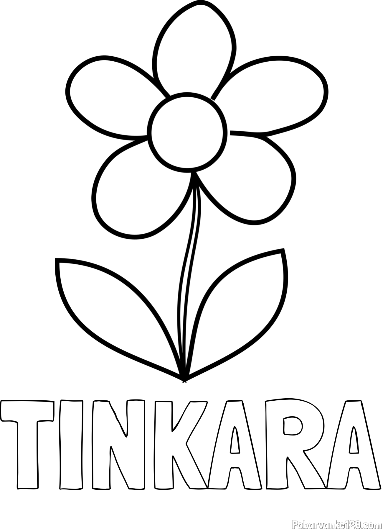Pobarvanka imena TINKARA in otroška pobarvanka rože