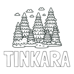 Online izdelana pobarvanka - Pobarvanka imena TINKARA in pobarvanka gozda s podrastjem