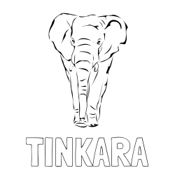 Online izdelana pobarvanka - Pobarvanka imena TINKARA in pobarvanka velikega slona