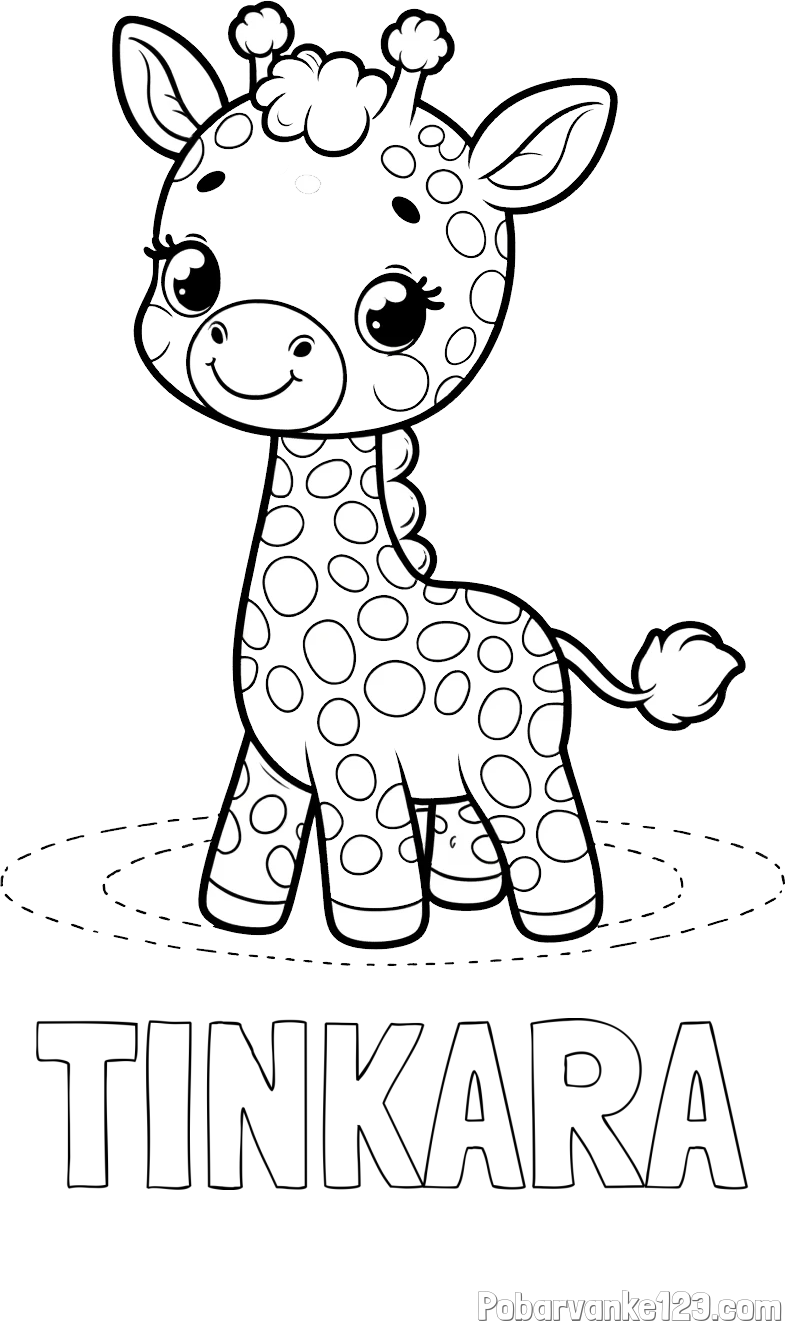 Pobarvanka imena TINKARA in pobarvanka žirafe